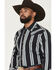 Image #2 - Wrangler Men's Boot Barn Exclusive Retro Stripe Print Long Sleeve Snap Western Shirt, Navy, hi-res
