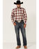 Roper Men's Campfire Ombre Plaid Print Long Sleeve Button Down Western Shirt , Red, hi-res