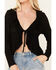 Image #3 - Bila77 Women's Ruffle Front Maxella Long Sleeve Top, Black, hi-res