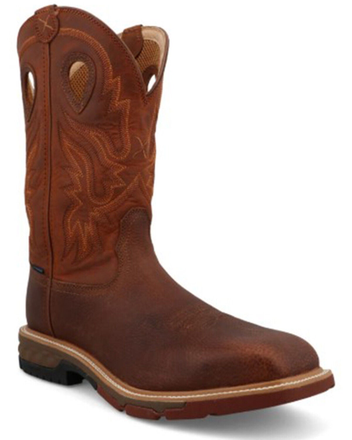 Twisted X Men's 12" Waterproof Western Work Boots - Nano Toe, Brown, hi-res