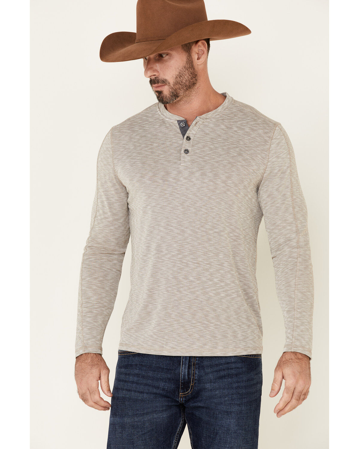 Mens oatmeal henley Clearance