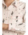 Panhandle Girls' Cactus Print Long Sleeve Western Shirt , White, hi-res