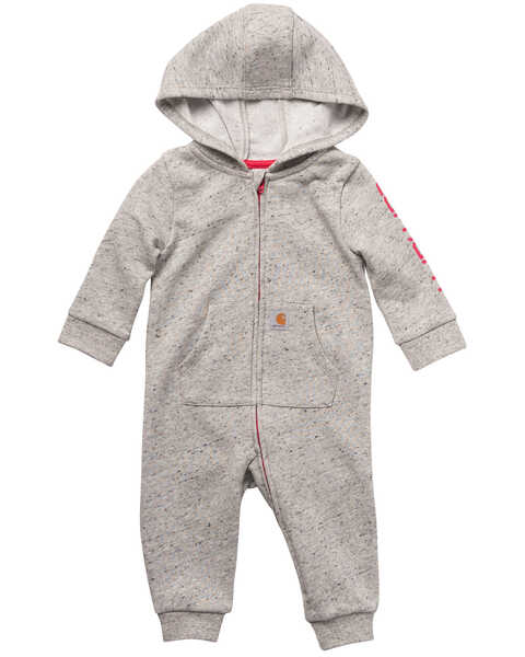 Carhartt Infant Girls' Grey Zip Front Hooded Coverall, Grey, hi-res