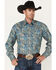 Stetson Men's Paisley Print Long Sleeve Western Shirt, Blue, hi-res