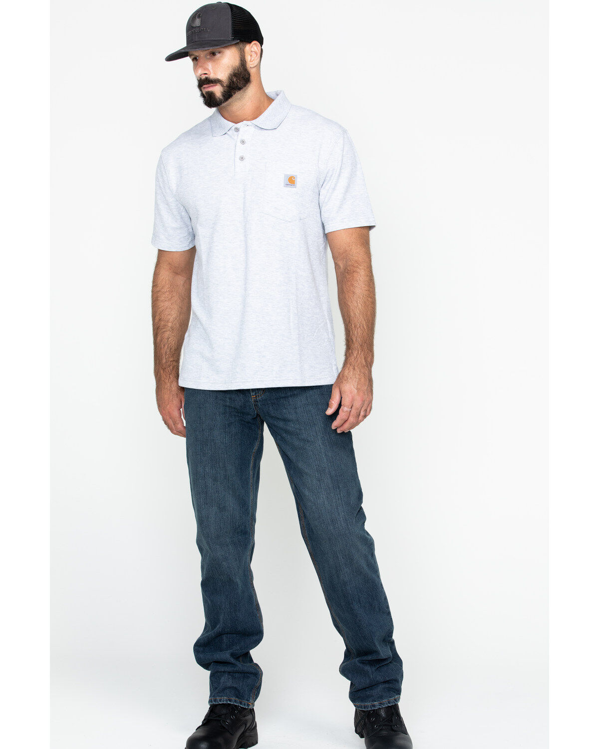 Image #6 - Carhartt Men's Contractor's Pocket Short Sleeve Polo Work Shirt - Big & Tall, Hthr Grey, hi-res