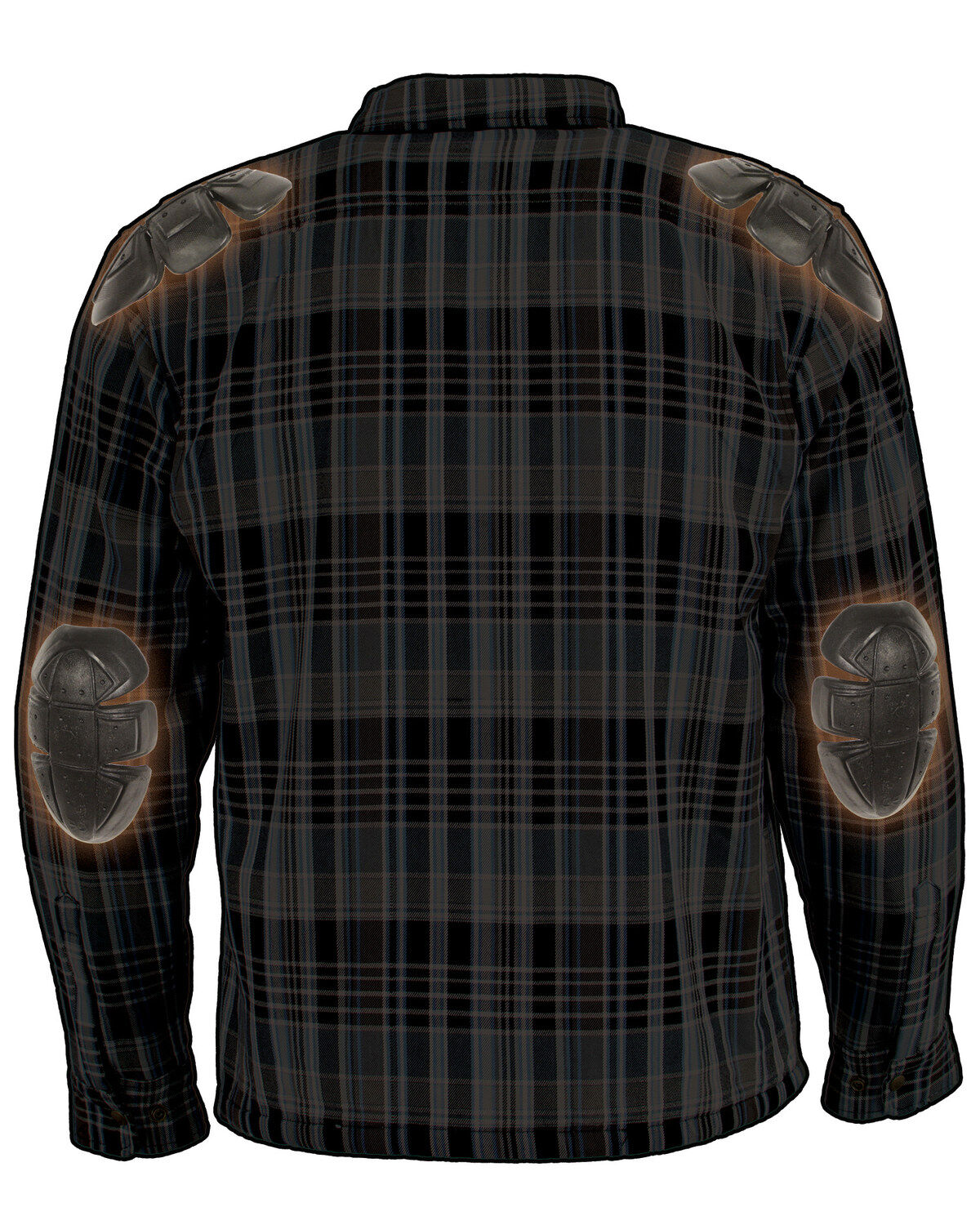Image #2 - Milwaukee Performance Men's Black/White/Blue Aramid Flannel Biker Shirt, Black/blue, hi-res