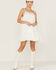 Flying Tomato Women's Crochet Tiered Swiss Dot Dress, White, hi-res