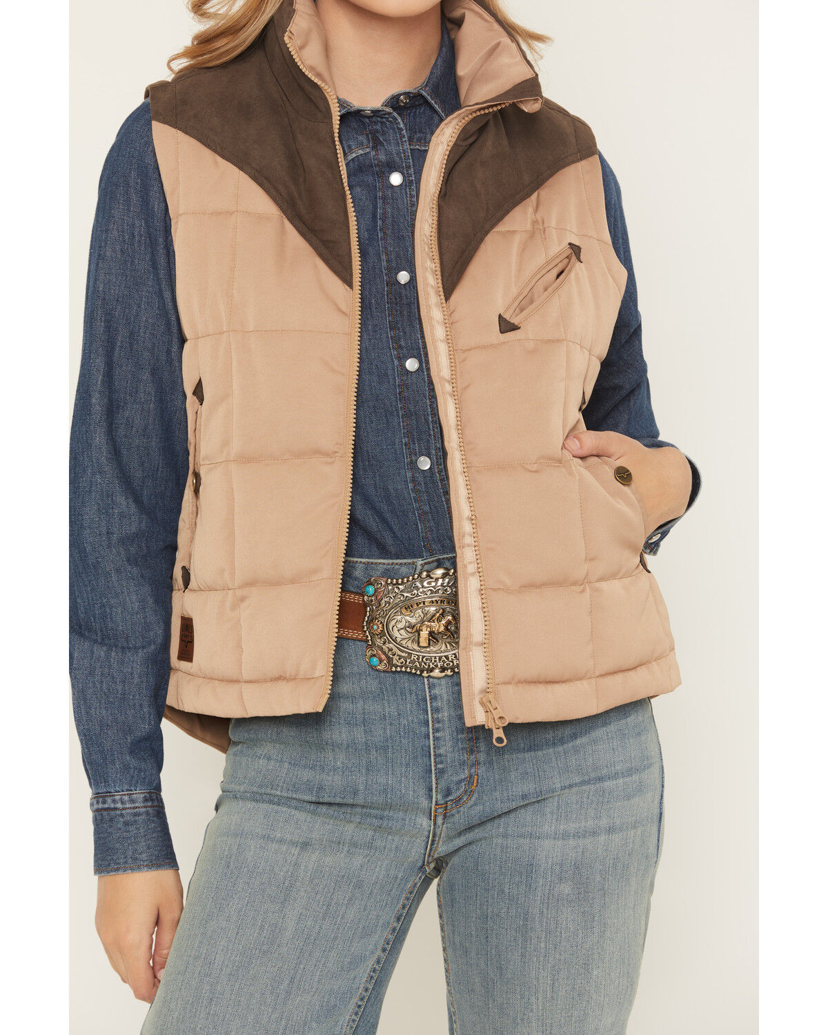 Image #3 - Kimes Ranch Women's Lenora Zip-Up Puffer Vest, Tan, hi-res