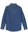 Image #2 - Wrangler Girls' Embroidered Denim Long Sleeve Pearl Snap Western Shirt, Blue, hi-res