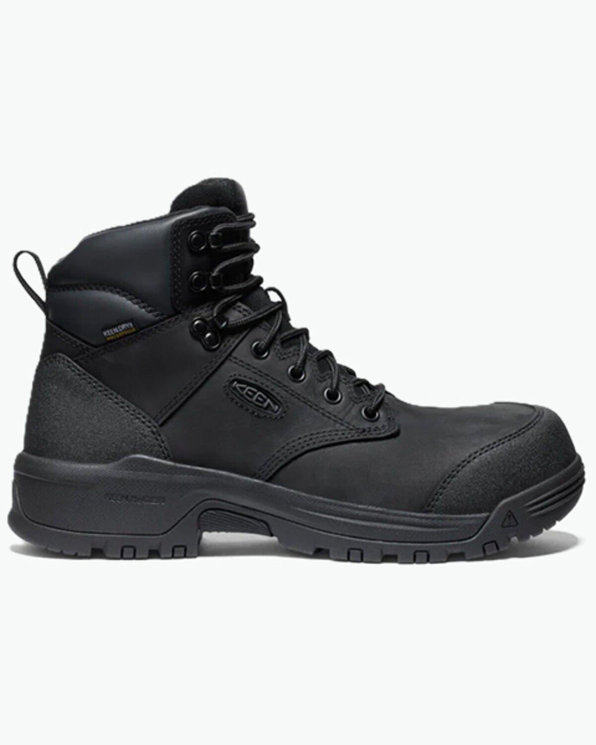 Image #1 - Keen Men's Evanston Waterproof Work Boots - Carbon toe, Black, hi-res