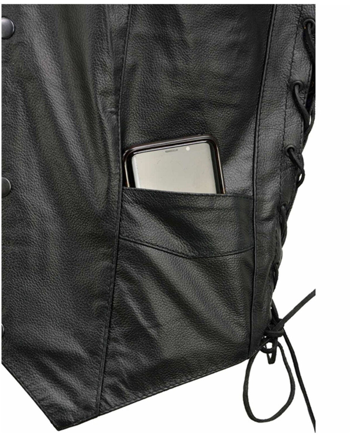 Image #3 - Milwaukee Leather Men's 3X Classic Side Lace Biker Vest - Big, Black, hi-res