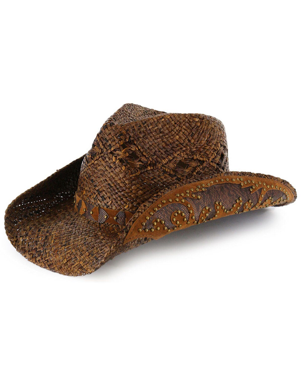 Shyanne&reg; Women's Embellished Brim Straw Hat, Brown, hi-res