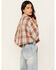 Image #4 - Cleo + Wolf Women's Fall Plaid Print Long Sleeve Cropped Button-Down Shirt, Coffee, hi-res