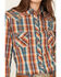 Image #3 - Rough Stock by Panhandle Women's Plaid Print Long Sleeve Pearl Snap Stretch Western Shirt, Rust Copper, hi-res