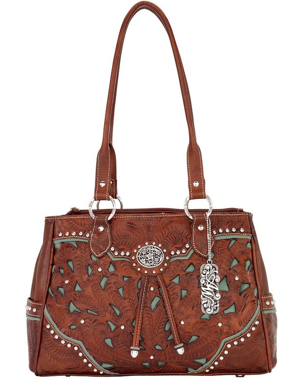 American West Lady Lace Multi-Compartment Tote, Brown, hi-res