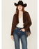 Image #1 - Shyanne Women's Open Front Faux Suede Fringe Jacket, Dark Brown, hi-res