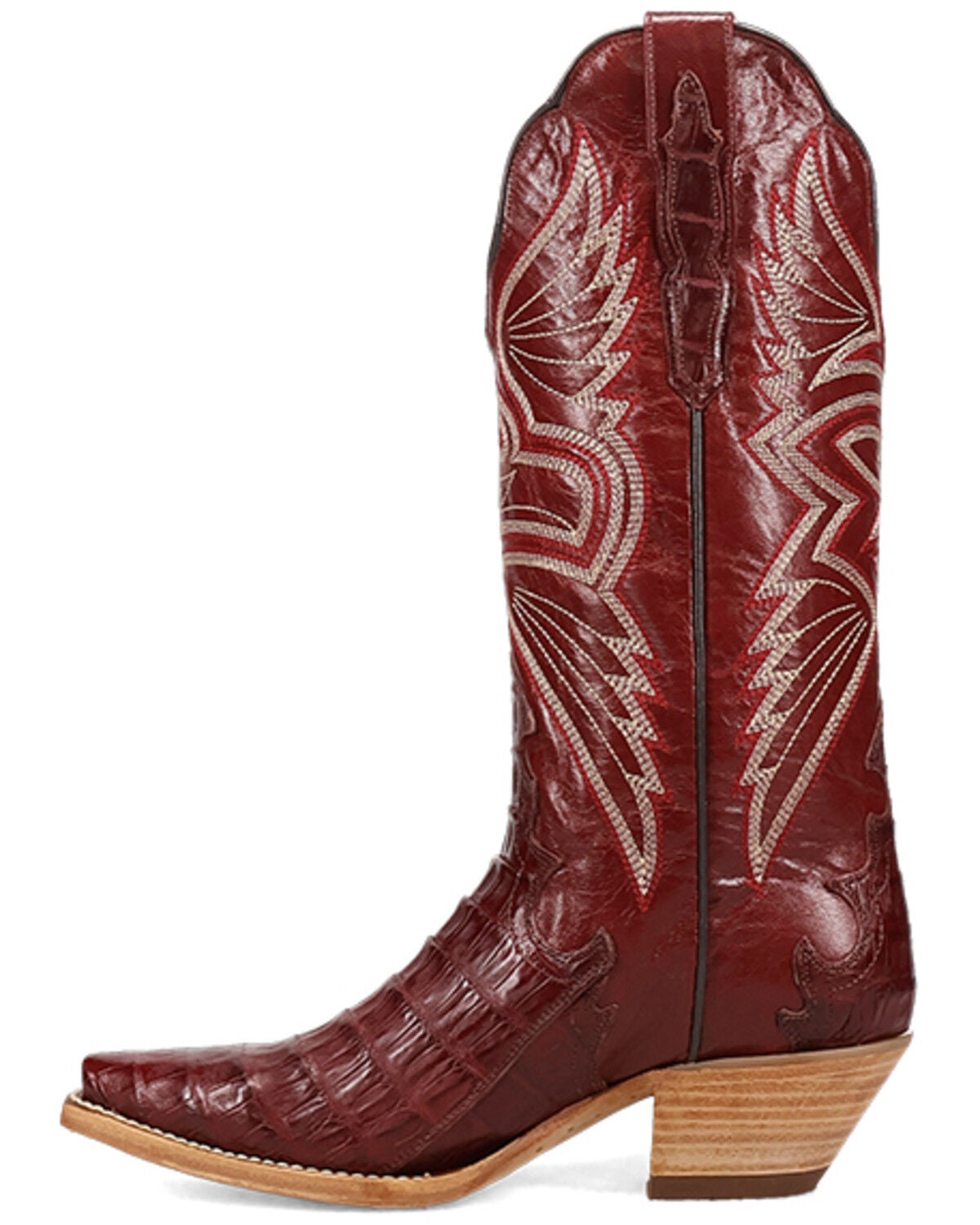 Image #3 - Dan Post Women's Concorde Exotic Caiman Western Boots - Snip Toe, Red, hi-res