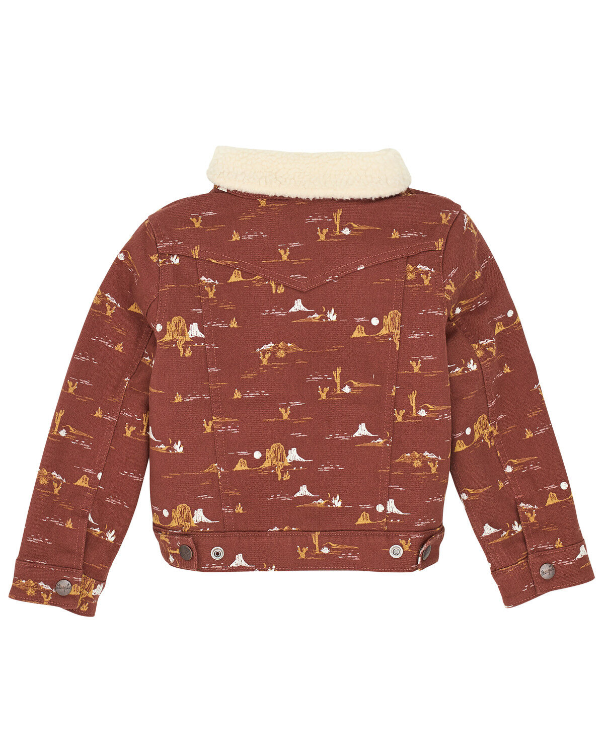 Image #2 - Wrangler Girls' Conversation Print Sherpa Jacket, Brown, hi-res