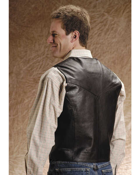 Image #2 - Roper Men's Leather Vest - Big & Tall, Brown, hi-res