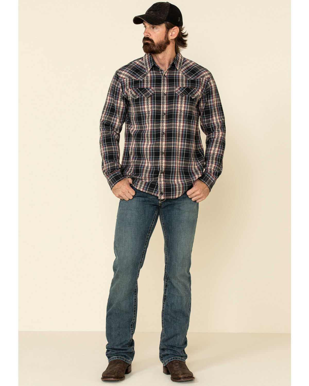 Image #2 - Moonshine Spirit Men's Ritual Large Dobby Plaid Long Sleeve Western Flannel Shirt , , hi-res