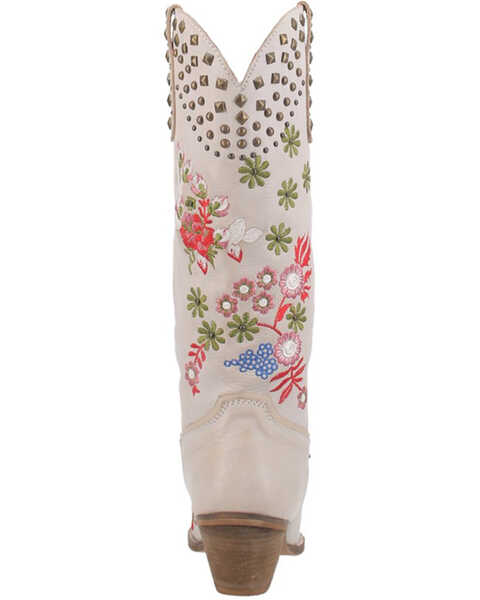Dingo Women's Poppy Studded Floral Embroiderd Leather Western Boot - Snip Toe , Off White, hi-res