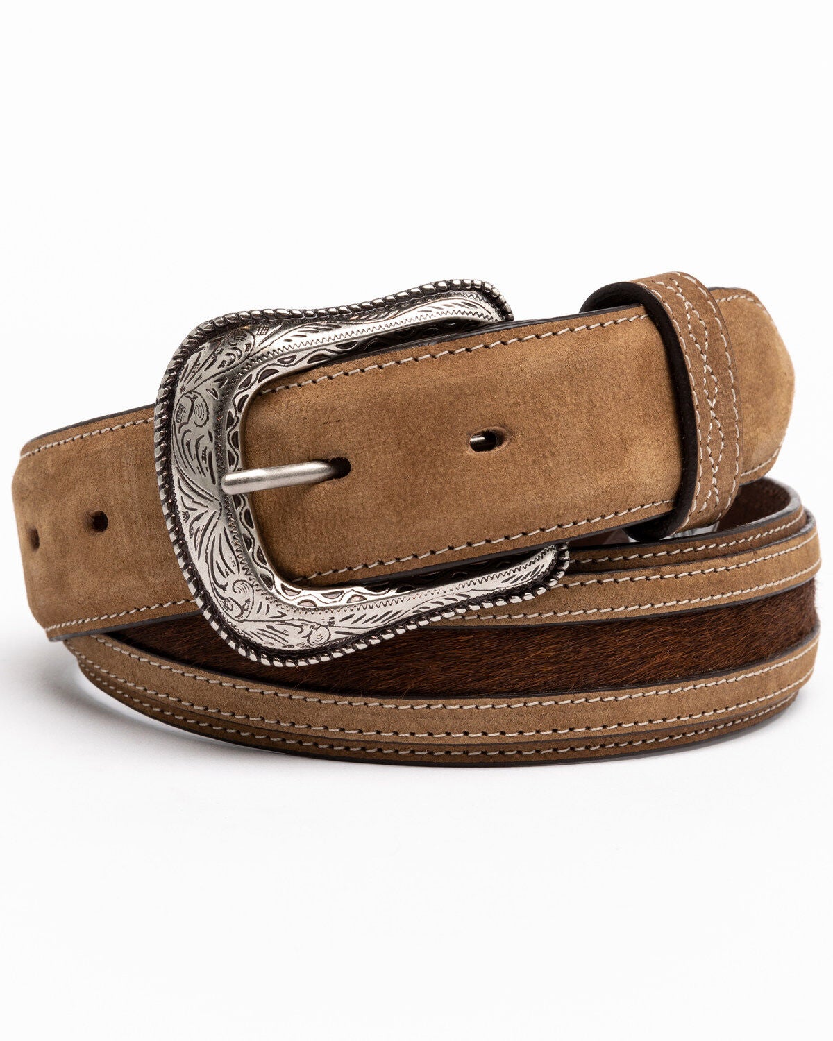Cody James Men's Hair-On Praying Cowboy Concho Western Belt, Brown, hi-res