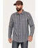 Image #1 - Brothers and Sons Men's Marietta Plaid Print Long Sleeve Button Down Performance Western Shirt, Dark Blue, hi-res