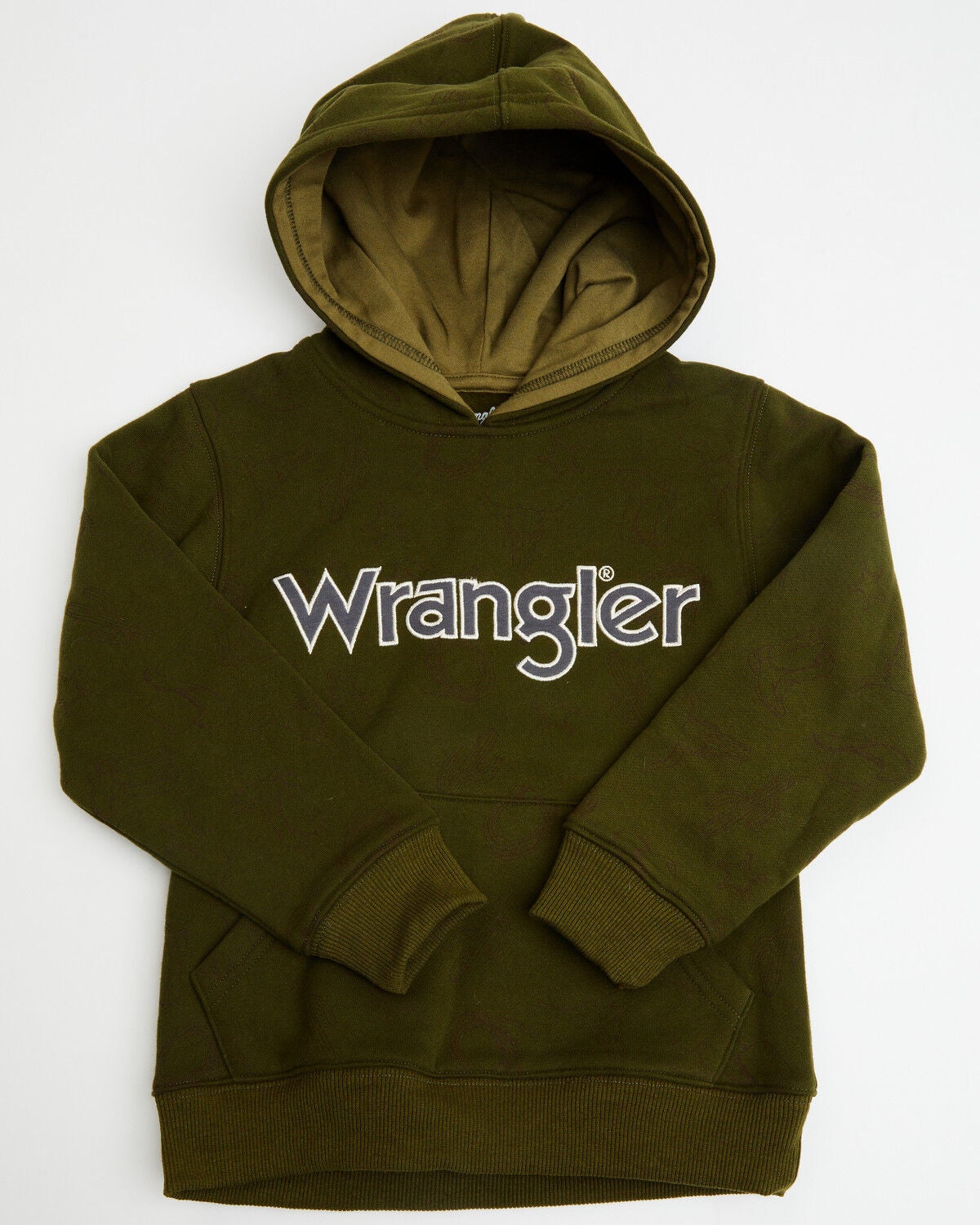 Image #1 - Wrangler Toddler Boys' Logo Hooded Sweatshirt, Green, hi-res