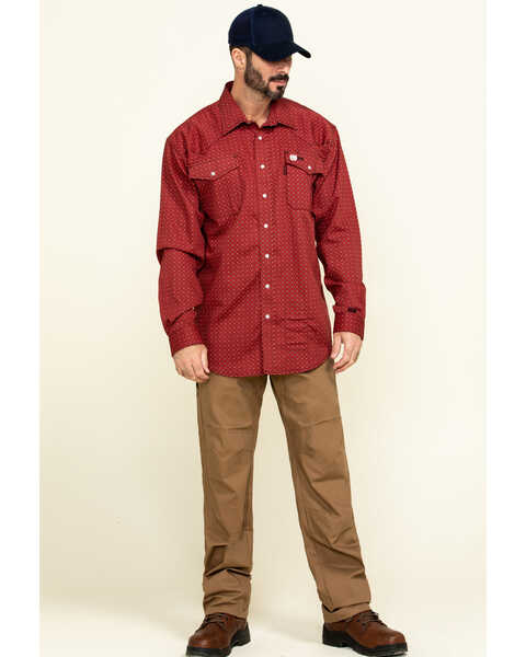Image #6 - Cinch Men's FR Red Geo Print Long Sleeve Work Shirt , , hi-res