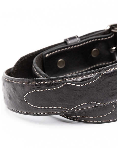 Image #3 - Cody James Boys' Black Ostrich Print Leather Western Belt , , hi-res