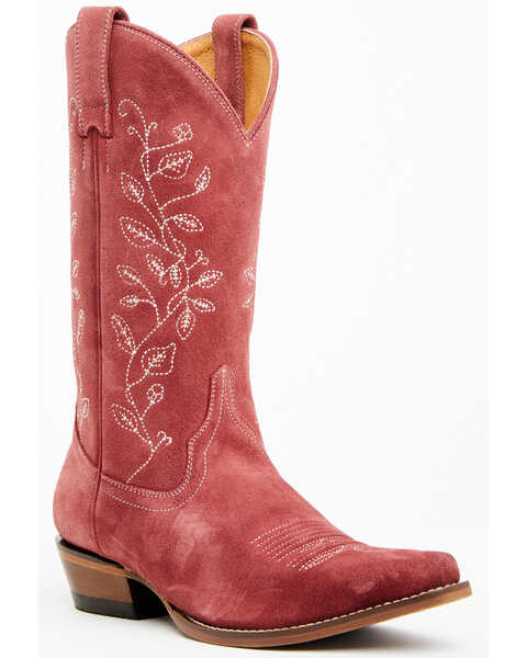 Shyanne Women's Bambi Suede Western Boots - Snip Toe , Red, hi-res