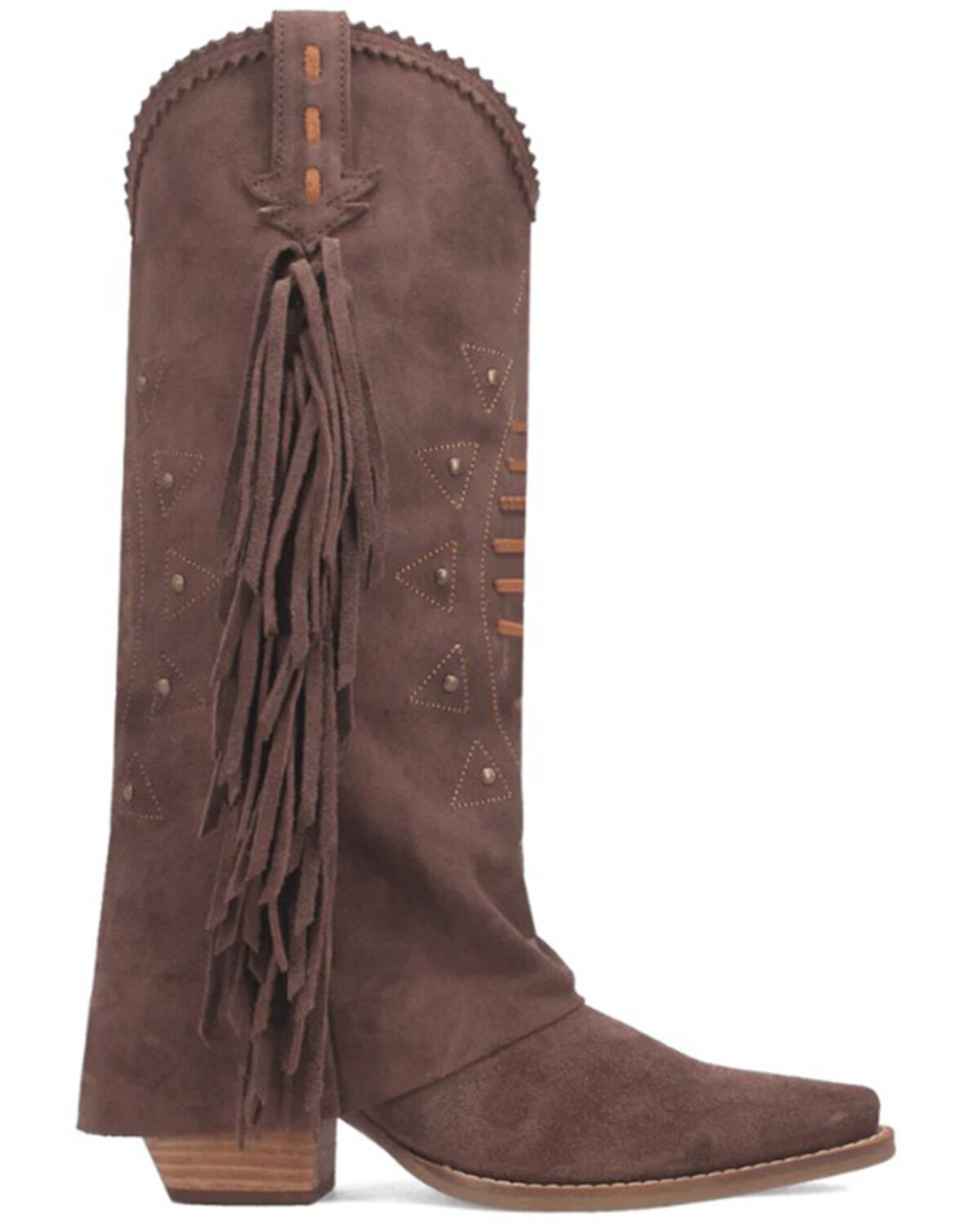Image #2 - Dingo Women's Spirit Trail Fringe Tall Western Boots - Round Toe, Brown, hi-res