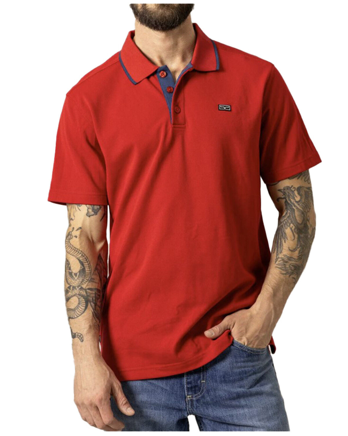 Image #1 - Kimes Ranch Men's El Capitan Short Sleeve Button-Down Polo Shirt, Red, hi-res