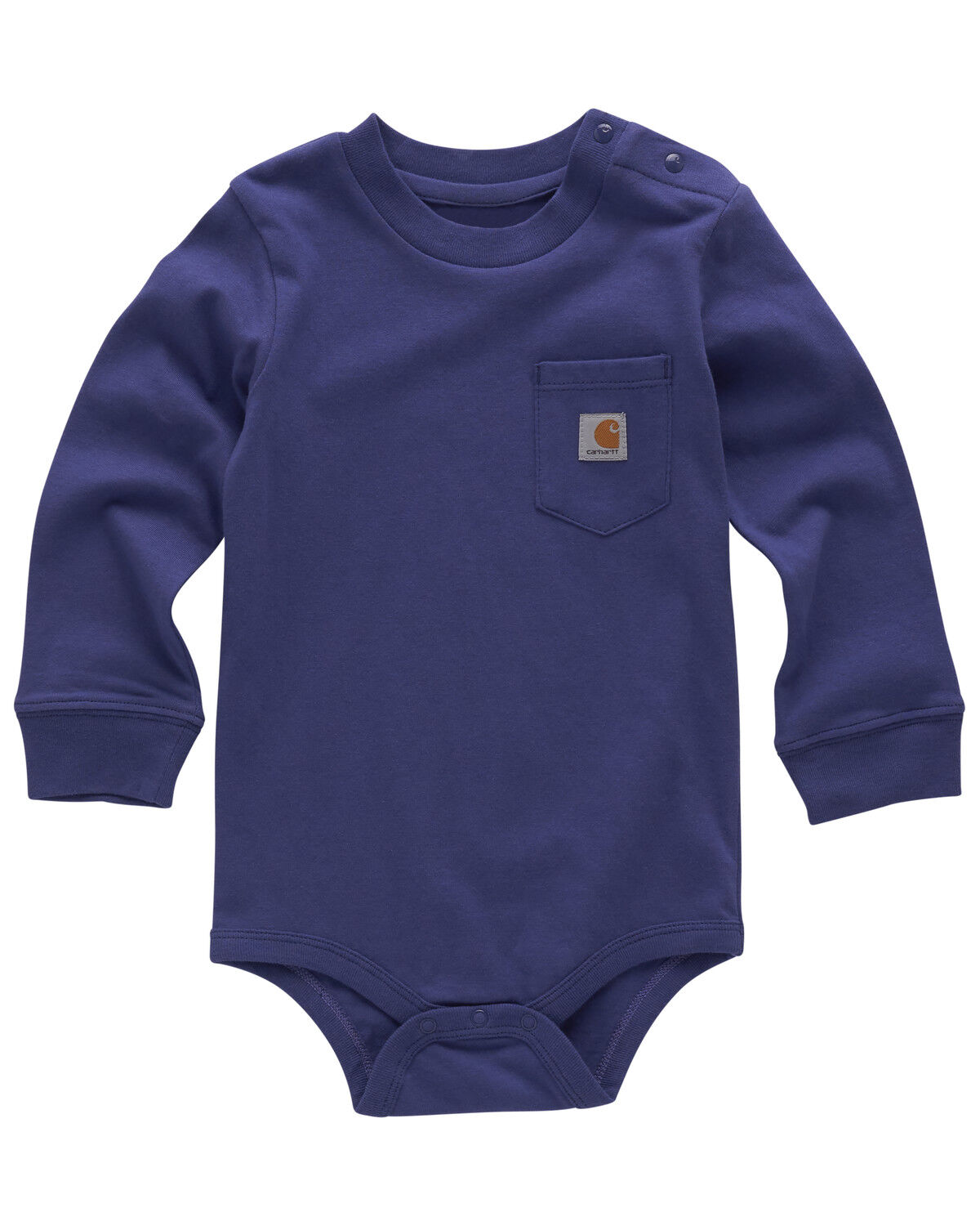 Image #1 - Carhartt Infant Boys' Solid Long Sleeve Snap Onesie, Dark Blue, hi-res