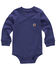 Image #1 - Carhartt Infant Boys' Solid Long Sleeve Snap Onesie, Dark Blue, hi-res