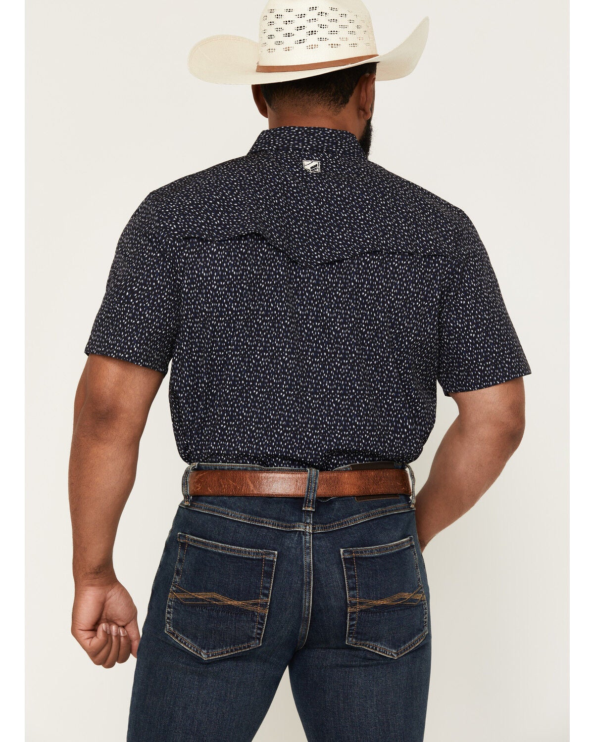 Image #4 - RANK 45&reg; Men's Rodeo Tech 2.0 8 Spec Geo Print Short Sleeve Snap Stretch Performance Shirt, Black, hi-res