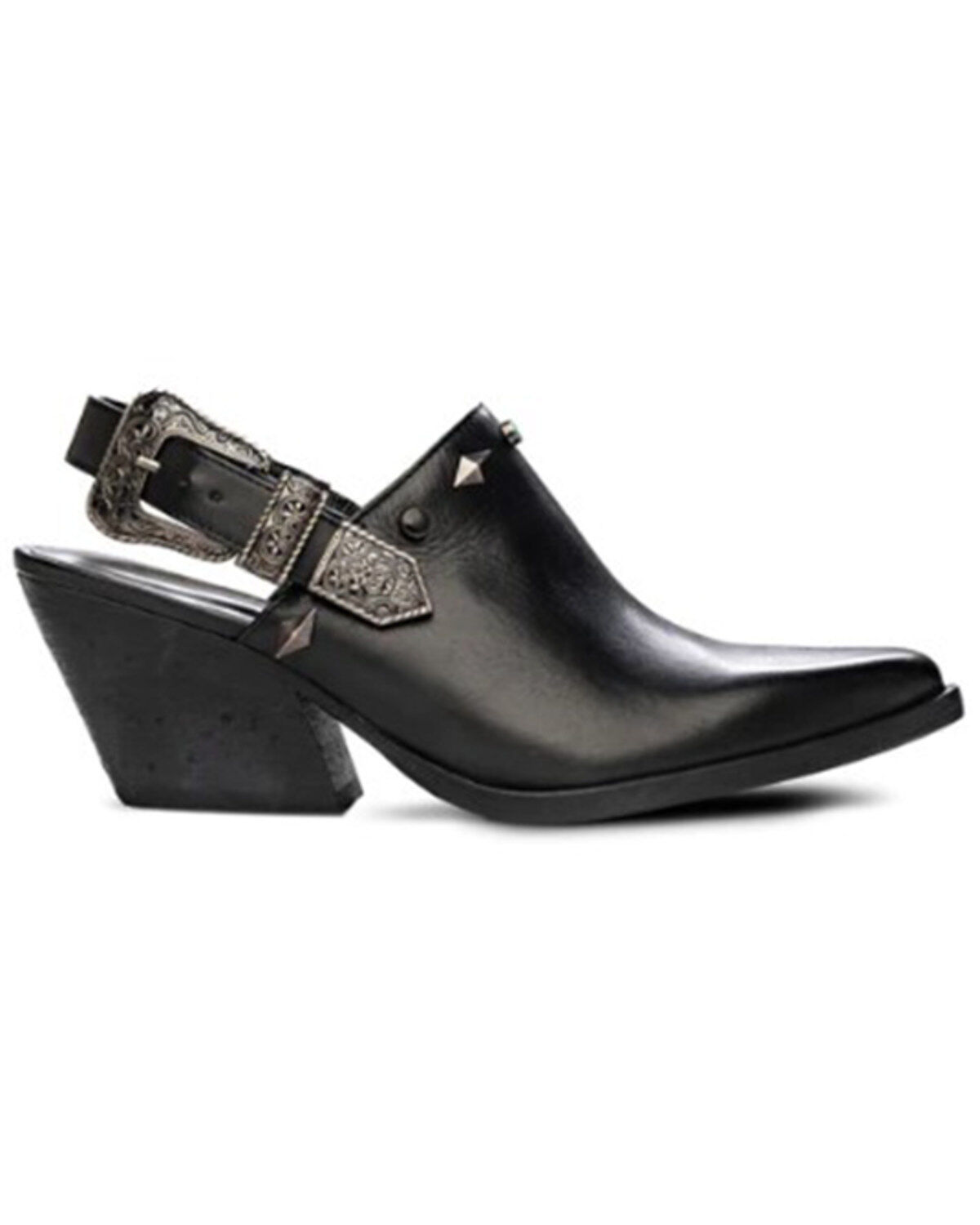 Image #2 - Golo Women's Billy Jean Buckle Western Mules - Snip Toe, Black, hi-res
