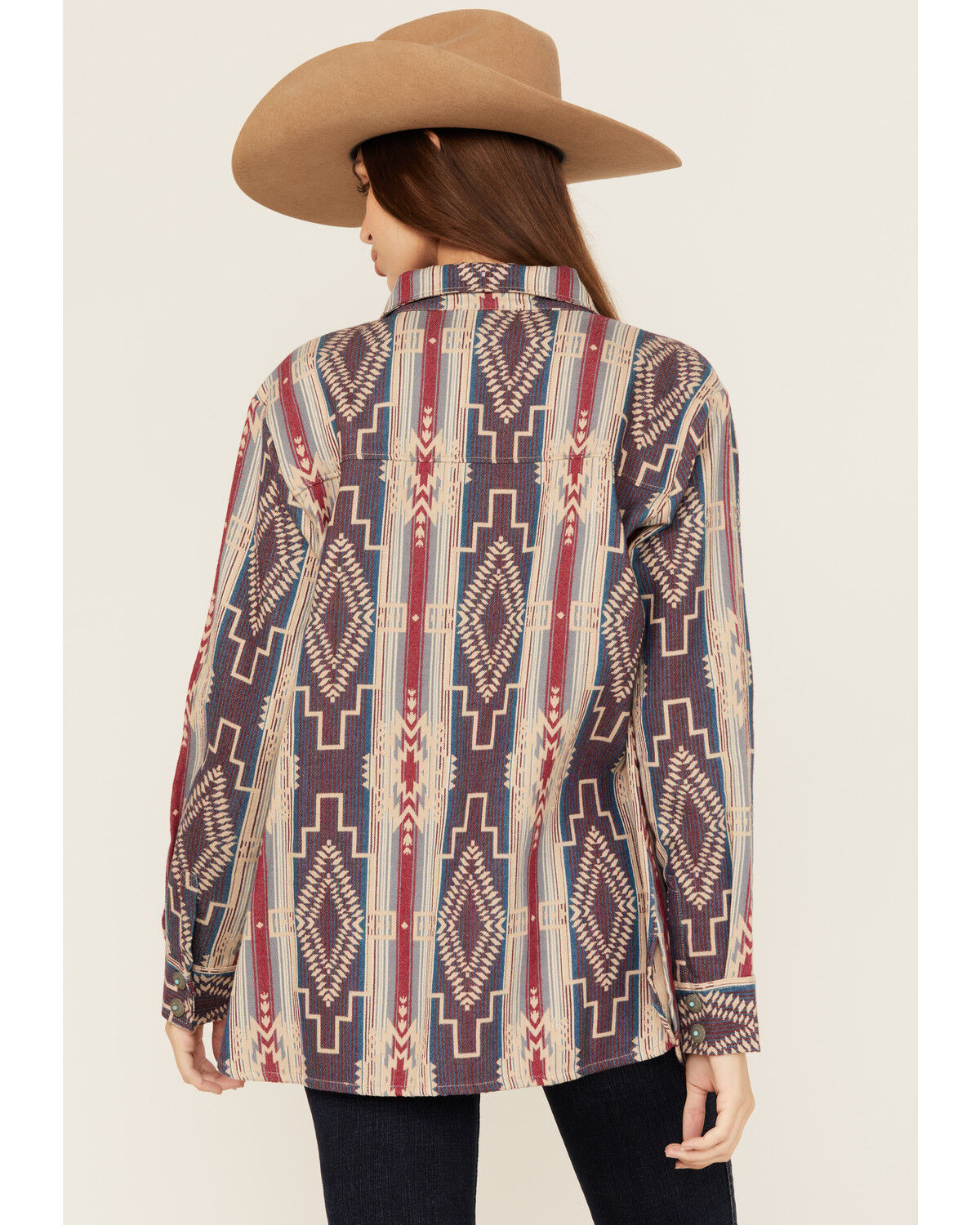 Image #4 - Shyanne Women's Southwestern Striped Long Sleeve Concho Snap Western Shirt, Fuchsia, hi-res