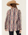 Image #4 - Shyanne Women's Southwestern Striped Long Sleeve Concho Snap Western Shirt, Fuchsia, hi-res