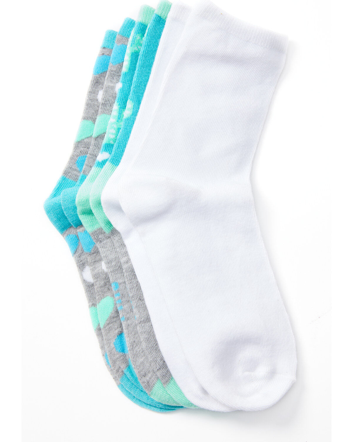 Image #3 - Leg Apparel Kids' 3-Pack Cactus & Hearts Crew Sock Set, Light Blue, hi-res