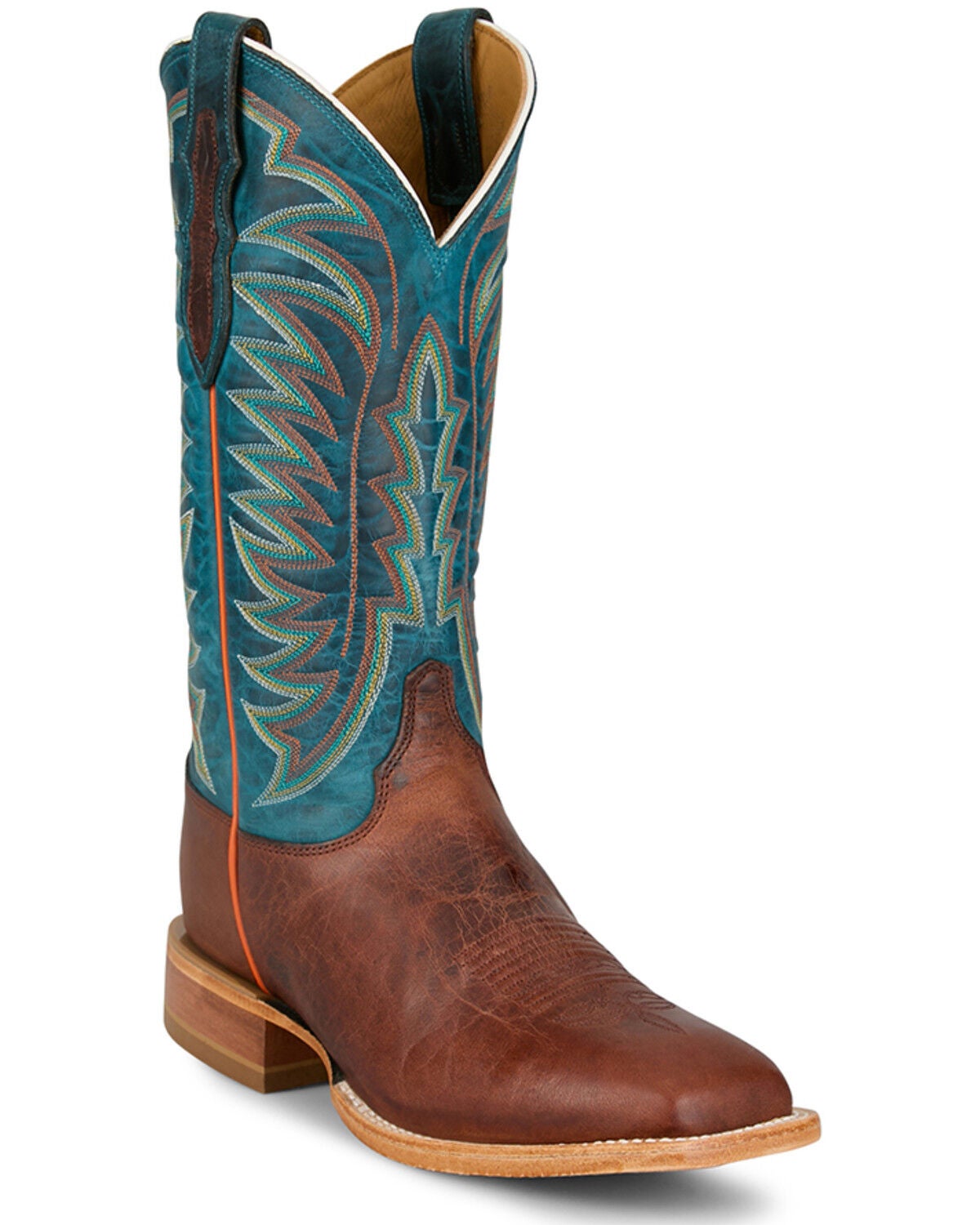 Justin Men's Burchett Western Boots - Broad Square Toe, Cognac, hi-res