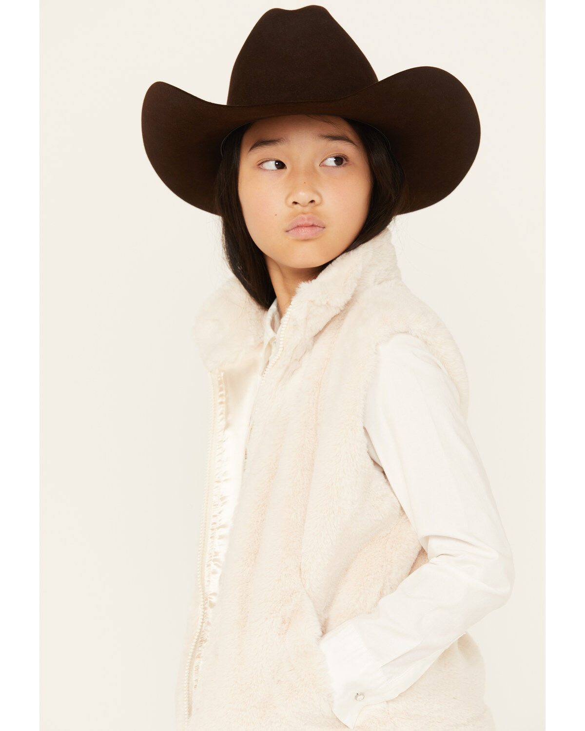 Image #2 - Urban Republic Girls' Faux Fur Vest, Ivory, hi-res