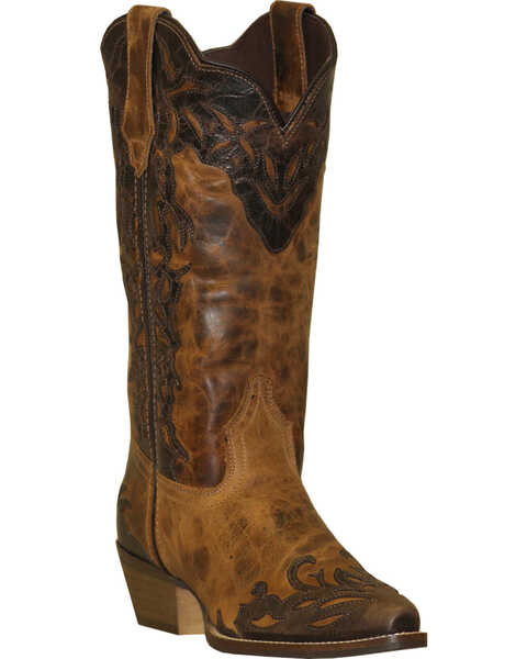 Image #1 - Rawhide Women's 12" Two-Tone Wingtip Western Boots, Tan, hi-res