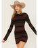 Image #2 - Shyanne Women's Stripe Ribbed Sweater Mini Dress, Black, hi-res