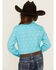 Image #4 - Panhandle Girls' Rodeo Arrow Print Long Sleeve Pearl Snap Western Shirt, Turquoise, hi-res