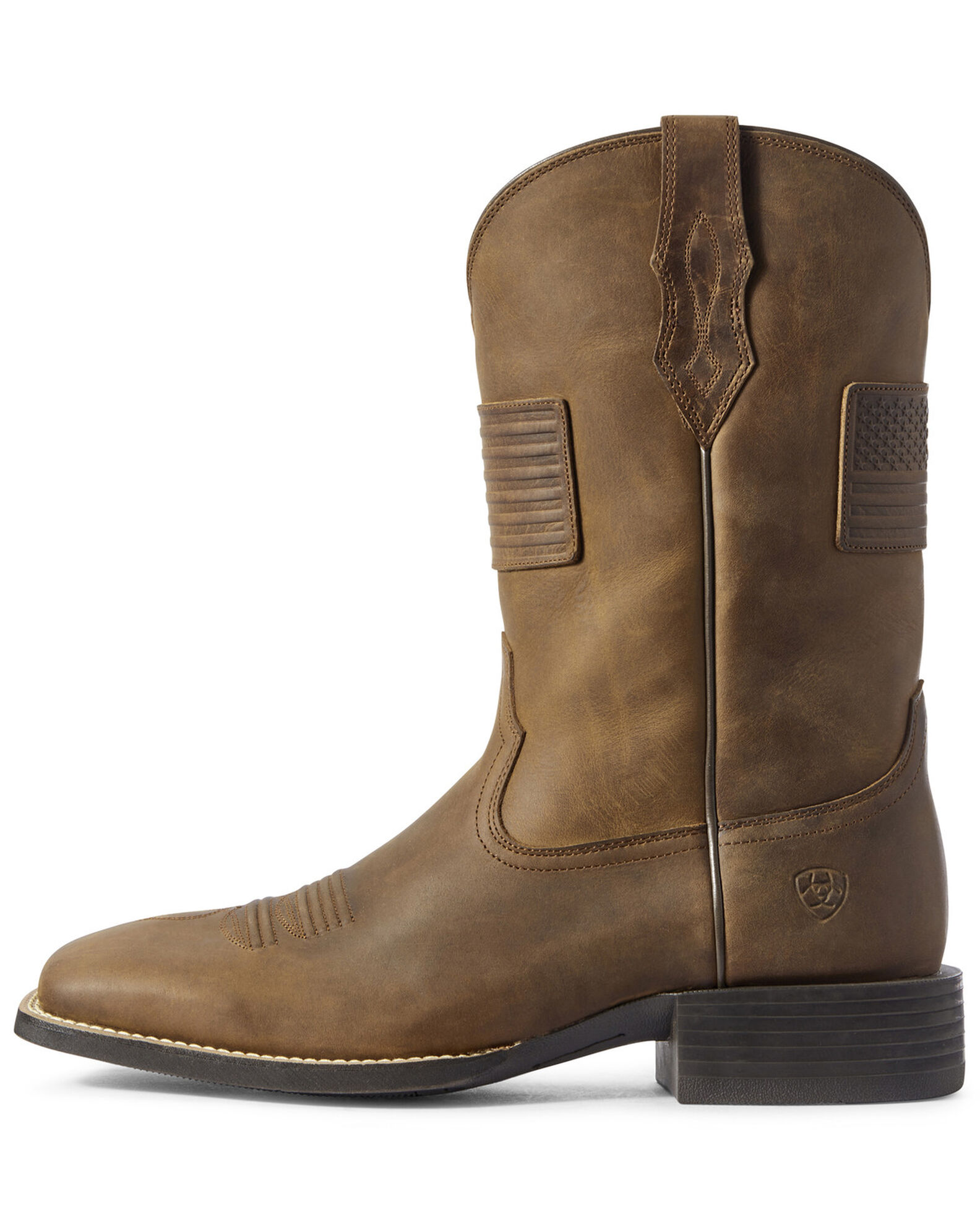 Image #2 - Ariat Men's Sport Patriot II American Flag Western Performance Boots - Broad Square Toe, Brown, hi-res