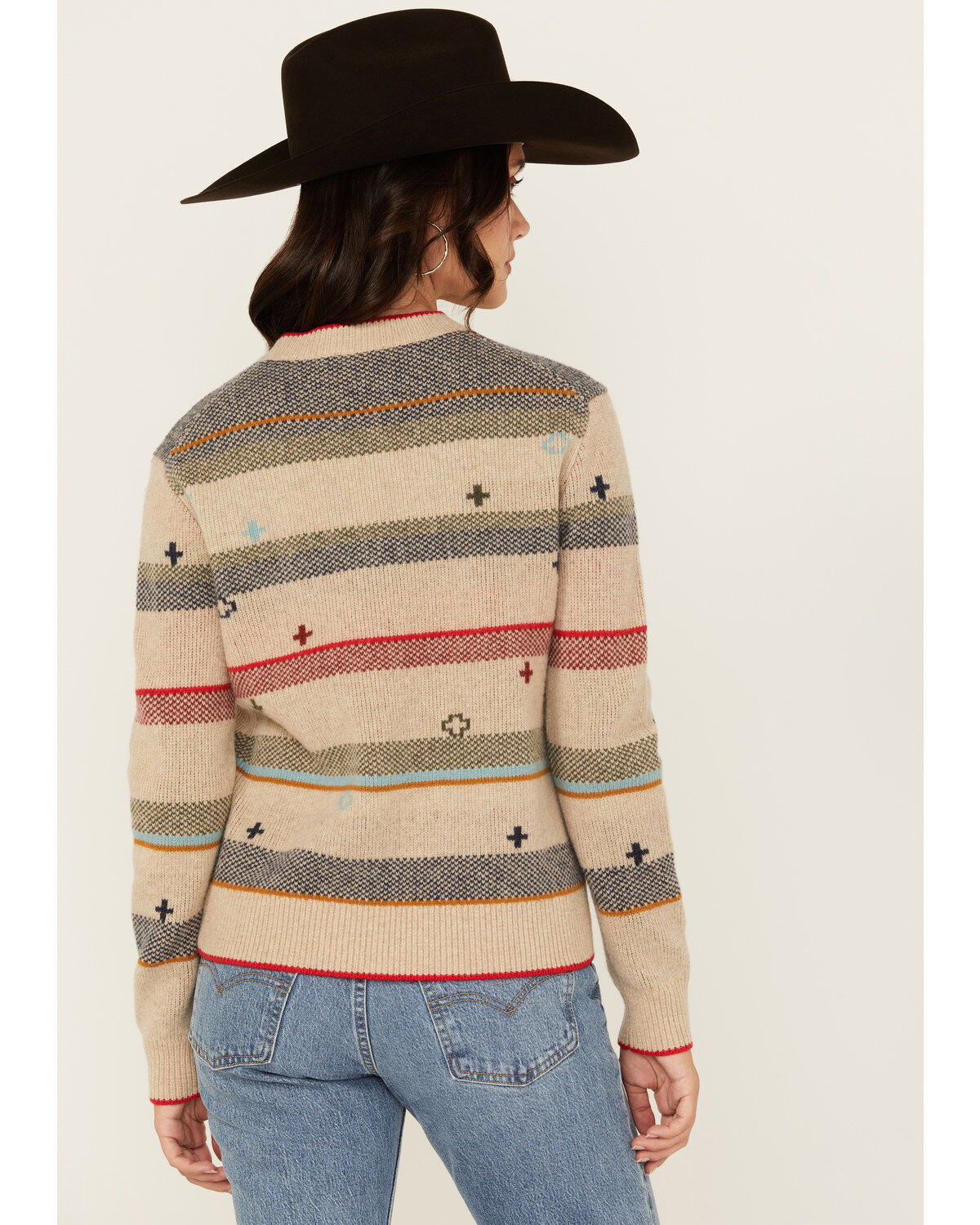 Image #4 - Pendleton Women's Striped Sweater, Oatmeal, hi-res