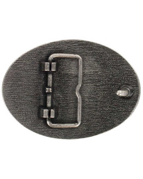 Cody James® Longhorn Antiqued Silver-Tone Oval Belt Buckle, Silver, hi-res