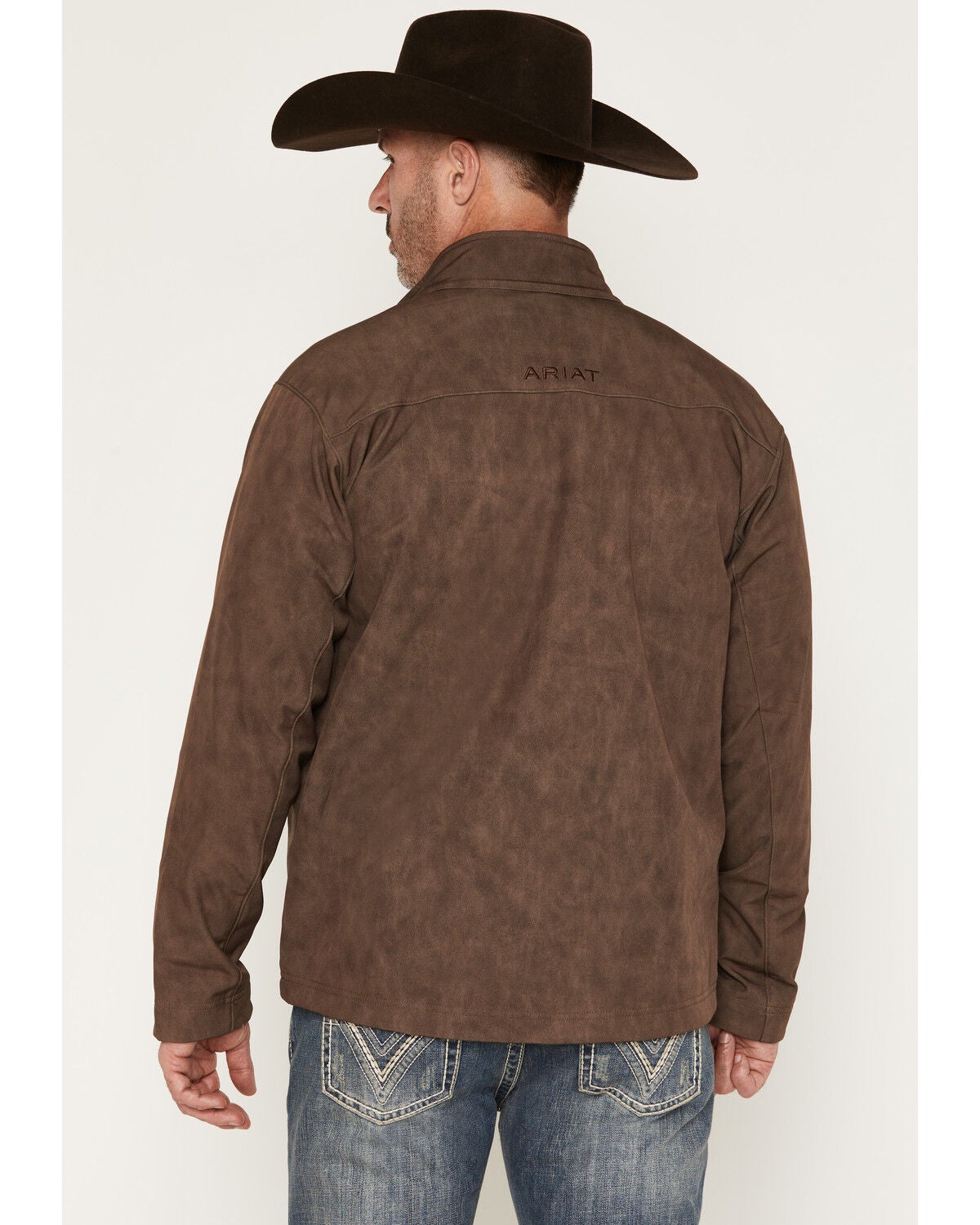 Image #4 - Ariat Men's Vernon Leather Print Softshell Jacket, Brown, hi-res