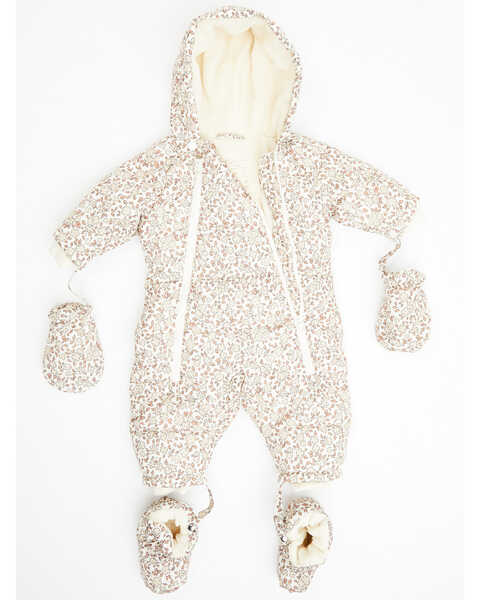 Rylee & Cru Infant Girls' Floral Print Snow Puffer Suit , White, hi-res